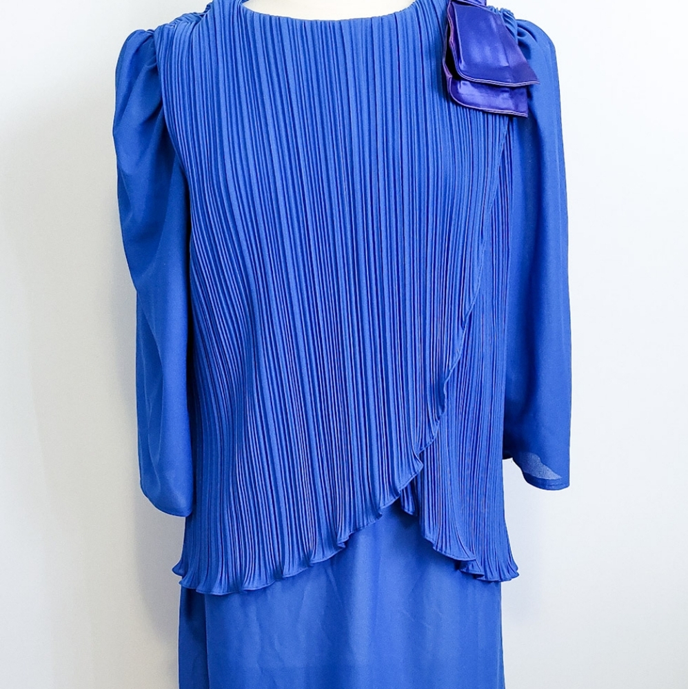 Vintage Blue Dress with Bow Detail